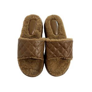 LMS Quilted Farrah Slides in Brown